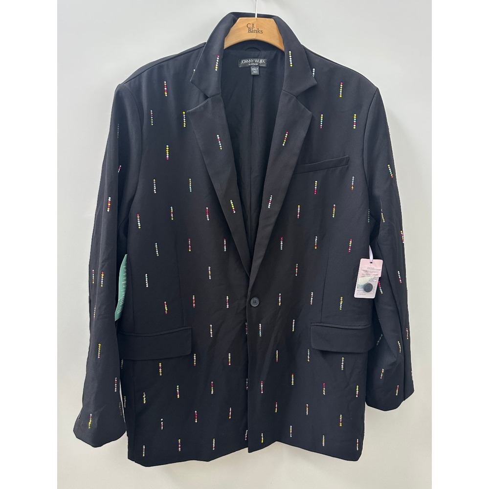 NWT Johnny Wujek Rhinestone Suit Jacket Blazer in Black Plus Size 2XLT 2X Tall - Picture 11 of 15